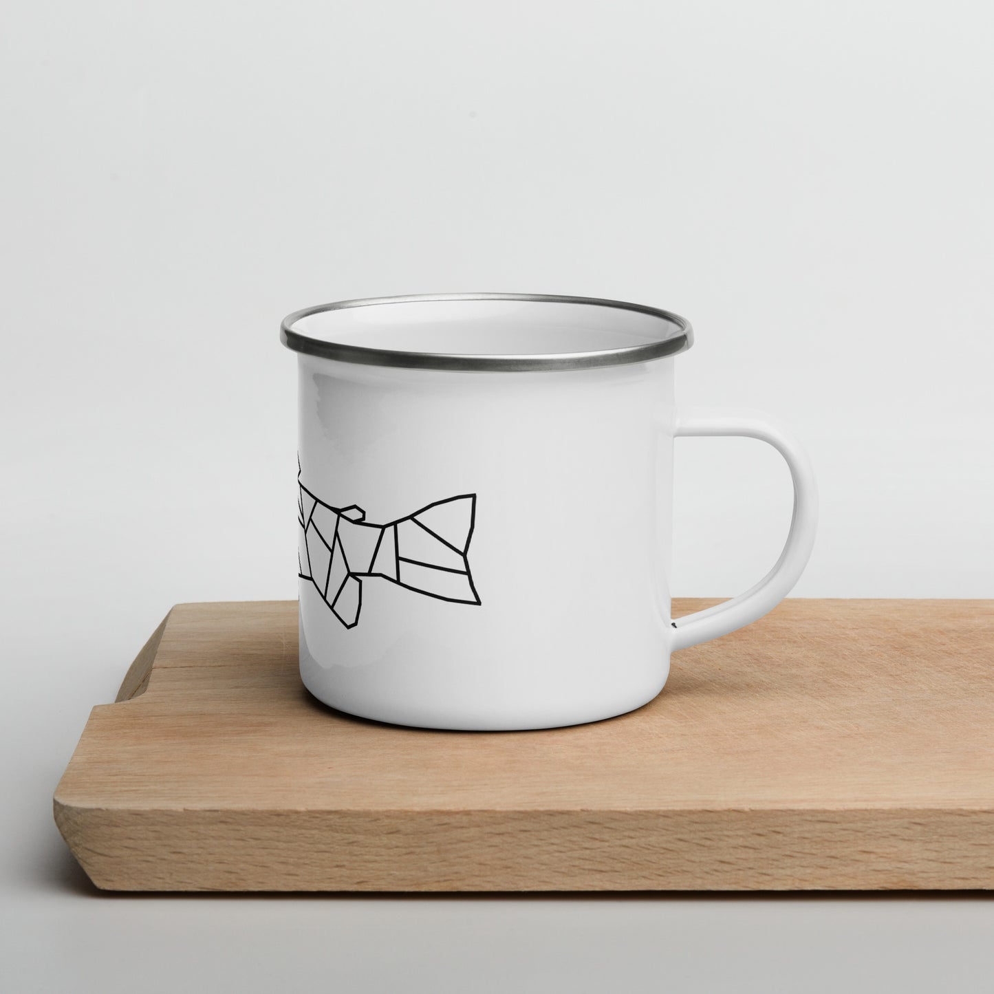 Trout logo enamel mug